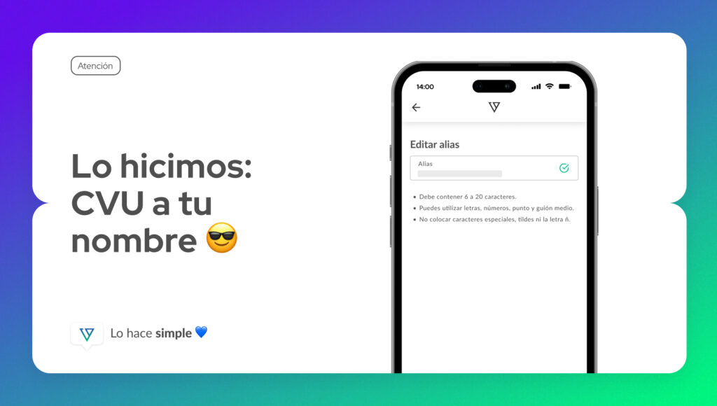 Desde ahora tienes CVU a tu nombre en Vita Wallet